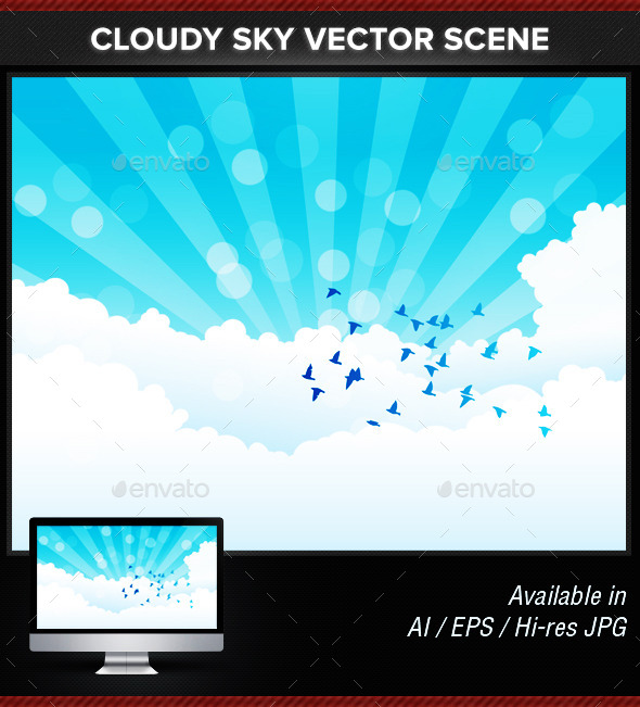 GraphicRiver Cloudy Sky With Birds Scene Vector 11934784 GraphicRiver Cloudy Sky With Birds Scene Vector 11934784