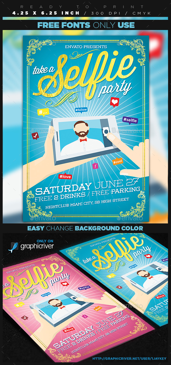 GraphicRiver Selfie Party Flyer 11935565 GraphicRiver Selfie Party Flyer 11935565