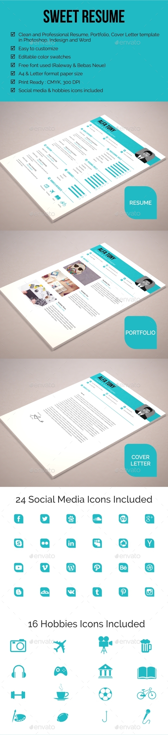GraphicRiver Sweet Resume 11922759 GraphicRiver Sweet Resume 11922759