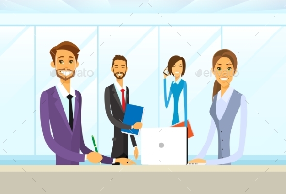 GraphicRiver Business People Group Sitting At Office Desk Flat 11937517 GraphicRiver Business People Group Sitting At Office Desk Flat 11937517