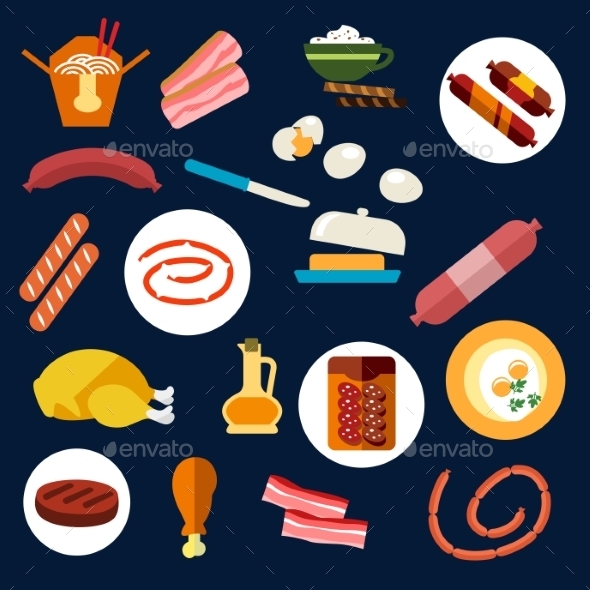 GraphicRiver Set Of Flat Food And Meat Icons 11937740 GraphicRiver Set Of Flat Food And Meat Icons 11937740