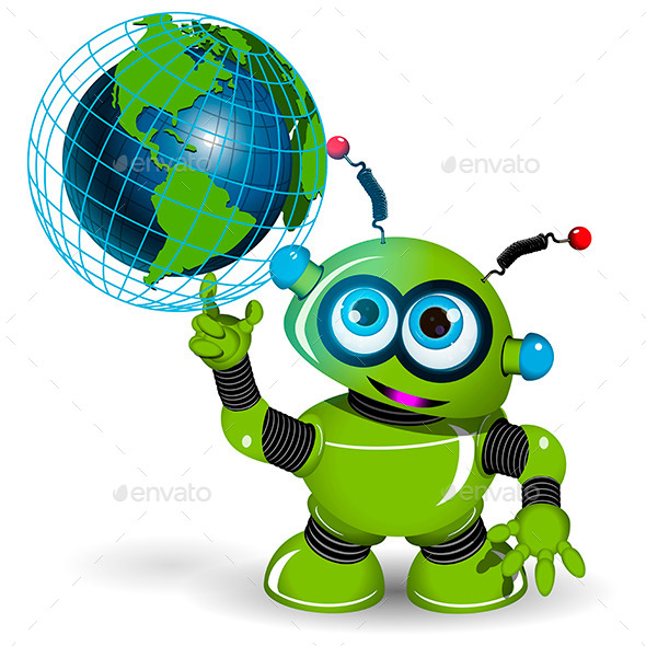 GraphicRiver Robot and Globe 11938961