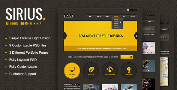 Sirius - Responsive HTML Template, SASS