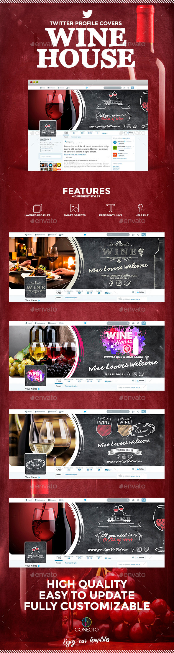 GraphicRiver Twitter Covers Wine House 11941474 GraphicRiver Twitter Covers Wine House 11941474
