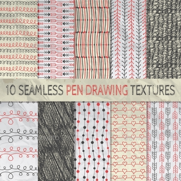 GraphicRiver Pen Drawing Seamless Patterns on Crumpled Paper 11941813 GraphicRiver Pen Drawing Seamless Patterns on Crumpled Paper 11941813