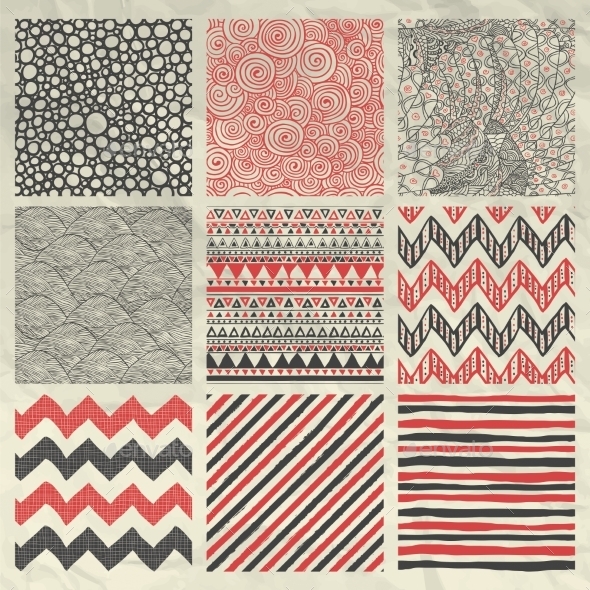 GraphicRiver Pen Drawing Seamless Patterns on Crumpled Paper 11942440 GraphicRiver Pen Drawing Seamless Patterns on Crumpled Paper 11942440