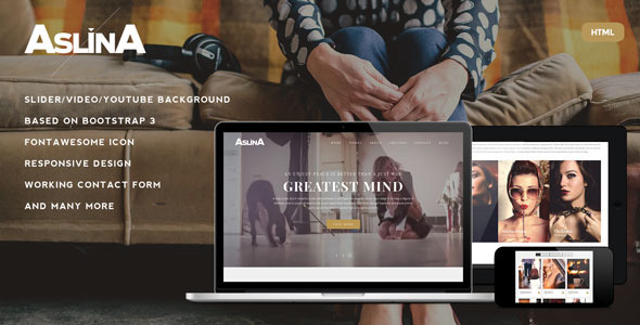 Aslina - Responsive One Page Portfolio Template