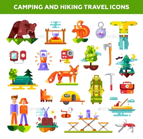 GraphicRiver Modern Flat Design Illustration Of Camping 11943837 GraphicRiver Modern Flat Design Illustration Of Camping 11943837