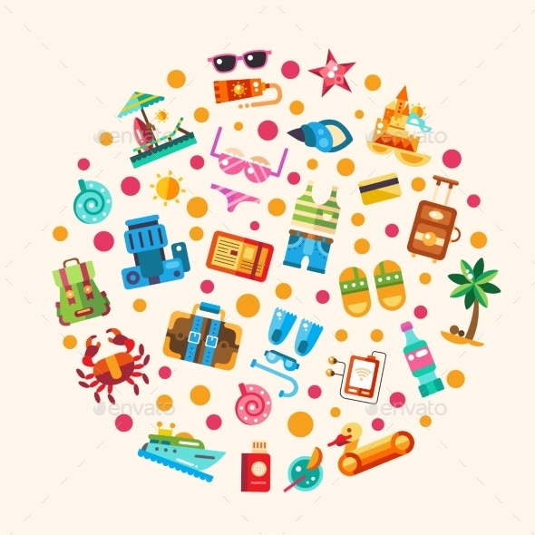 GraphicRiver Set Of Flat Design Seaside Travel Vacation Icons 11943839 GraphicRiver Set Of Flat Design Seaside Travel Vacation Icons 11943839