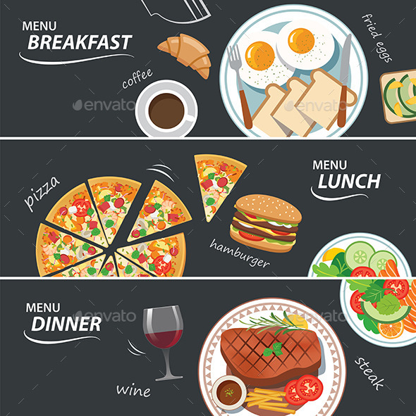 GraphicRiver Set of Breakfast Lunch and Dinner Web Banner 11947653 GraphicRiver Set of Breakfast Lunch and Dinner Web Banner 11947653