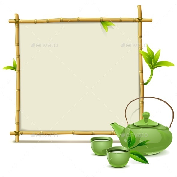GraphicRiver Bamboo Frame with Green Tea 11949719 GraphicRiver Bamboo Frame with Green Tea 11949719