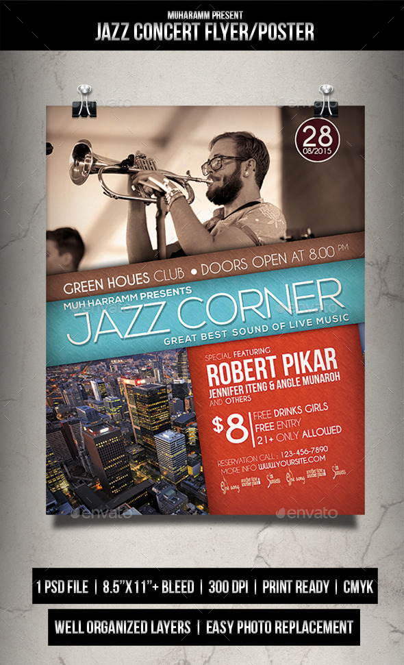 GraphicRiver Jazz Concert Flyer Poster 11949742 GraphicRiver Jazz Concert Flyer Poster 11949742