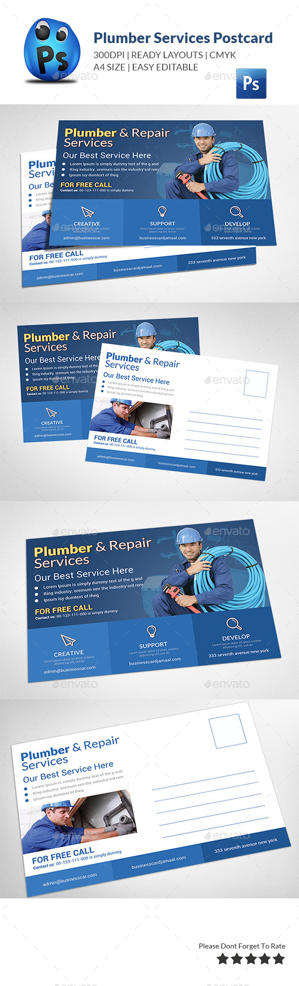 GraphicRiver Plumber Service Postcard Template 11950413 GraphicRiver Plumber Service Postcard Template 11950413