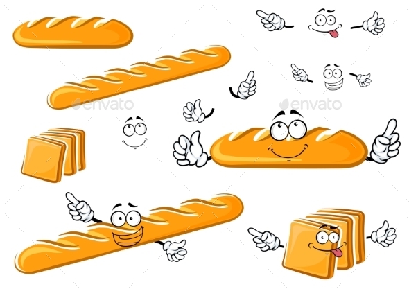 GraphicRiver Long Loaf Baguette And Toast Bread Characters 11951691 GraphicRiver Long Loaf Baguette And Toast Bread Characters 11951691