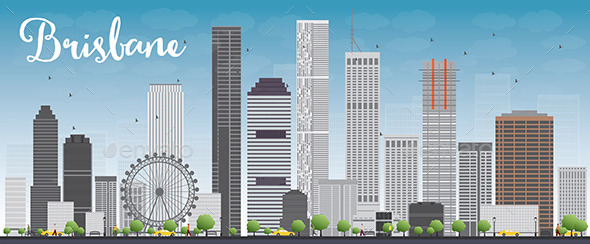 GraphicRiver Brisbane Skyline with Grey Building and Blue Sky 11954436 GraphicRiver Brisbane Skyline with Grey Building and Blue Sky 11954436