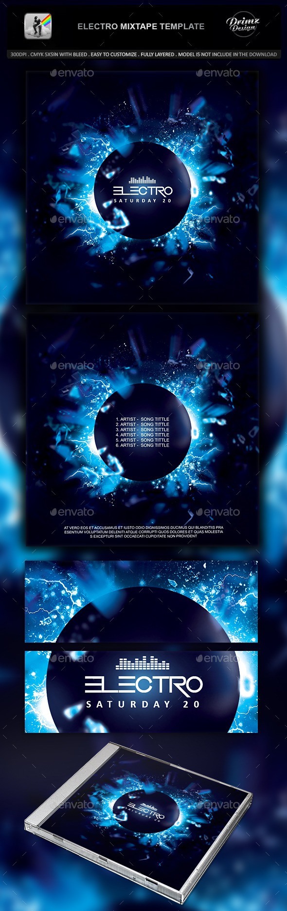 GraphicRiver Electro Mixtape Template 11956356 GraphicRiver Electro Mixtape Template 11956356