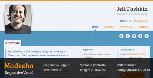 Madeeha - Responsive Vcard Template