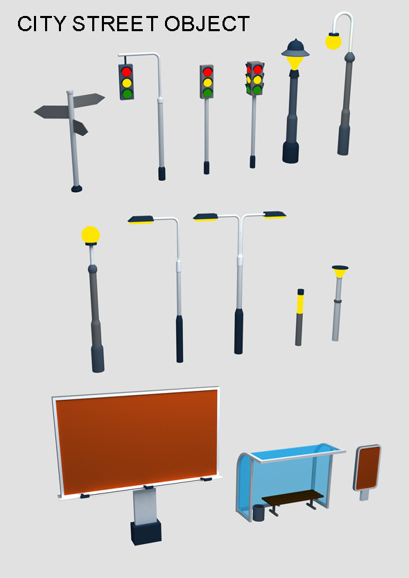 3DOcean 14 Street Objects 11958588 3DOcean 14 Street Objects 11958588