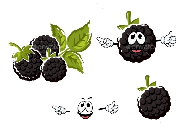 GraphicRiver Ripe Cartoon Blackberries Fruits Characters 11959543 GraphicRiver Ripe Cartoon Blackberries Fruits Characters 11959543