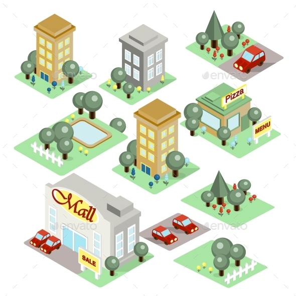 GraphicRiver Set Of The Isometric City 11967848 GraphicRiver Set Of The Isometric City 11967848