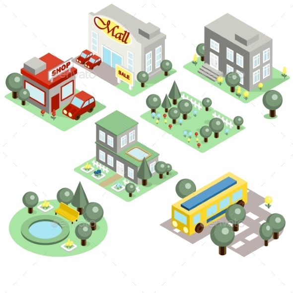 GraphicRiver Set Of The Isometric City 11967863 GraphicRiver Set Of The Isometric City 11967863