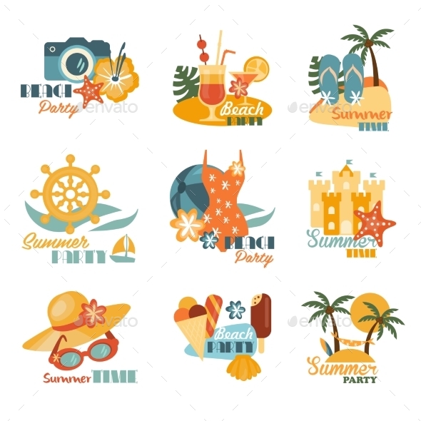 GraphicRiver Beach And Summer Labels Set 11967914 GraphicRiver Beach And Summer Labels Set 11967914