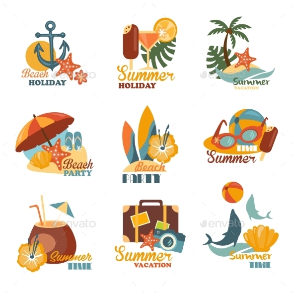 GraphicRiver Beach And Summer Labels Set 11967916 GraphicRiver Beach And Summer Labels Set 11967916