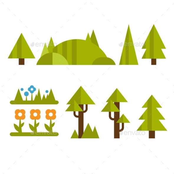 GraphicRiver Trendy And Beautiful Set Of Flat Forest Elements 11968524 GraphicRiver Trendy And Beautiful Set Of Flat Forest Elements 11968524