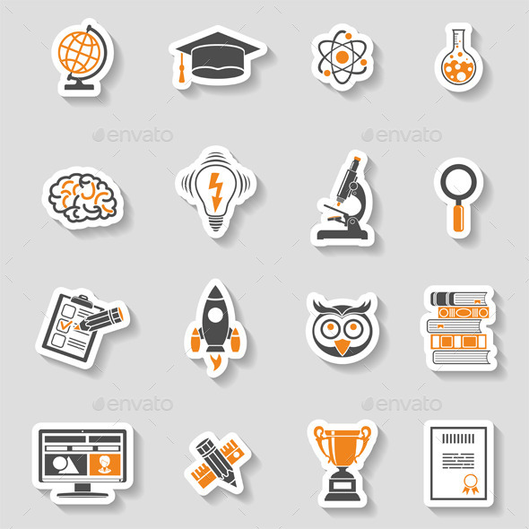 GraphicRiver Education Icon Sticker Set 11968701 GraphicRiver Education Icon Sticker Set 11968701
