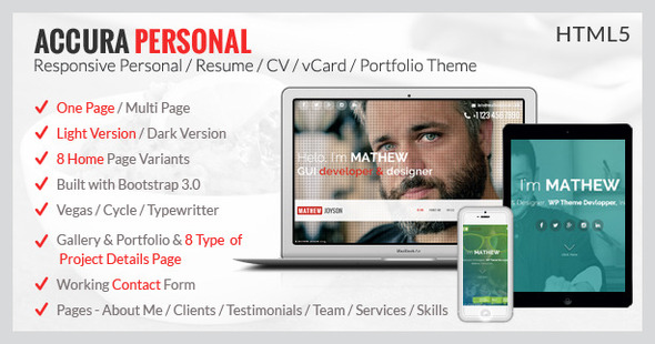 Accura Personal - Resume CV vCard Portfolio Theme