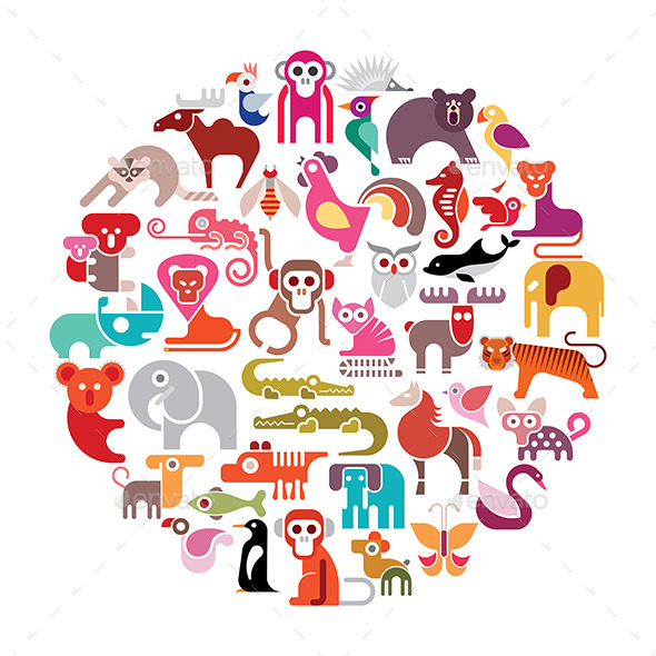 GraphicRiver Animal Round Illustration 11972611 GraphicRiver Animal Round Illustration 11972611