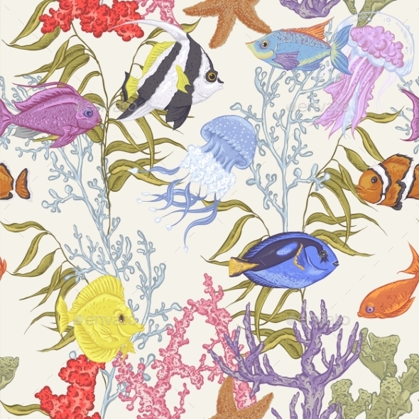 GraphicRiver Sea Life Seamless Background 11974272 GraphicRiver Sea Life Seamless Background 11974272