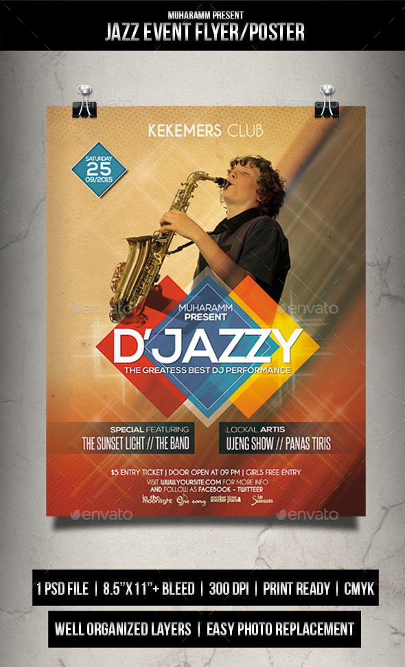 GraphicRiver Jazz Event Flyer Poster 11974357 GraphicRiver Jazz Event Flyer Poster 11974357