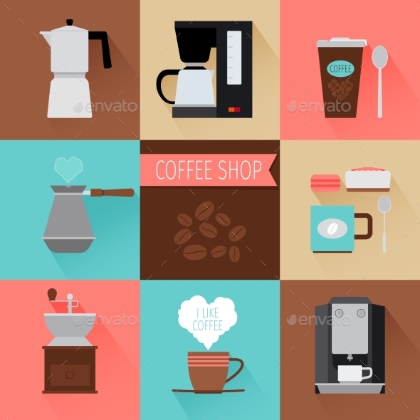 GraphicRiver Coffee Flat Icons 11974428 GraphicRiver Coffee Flat Icons 11974428