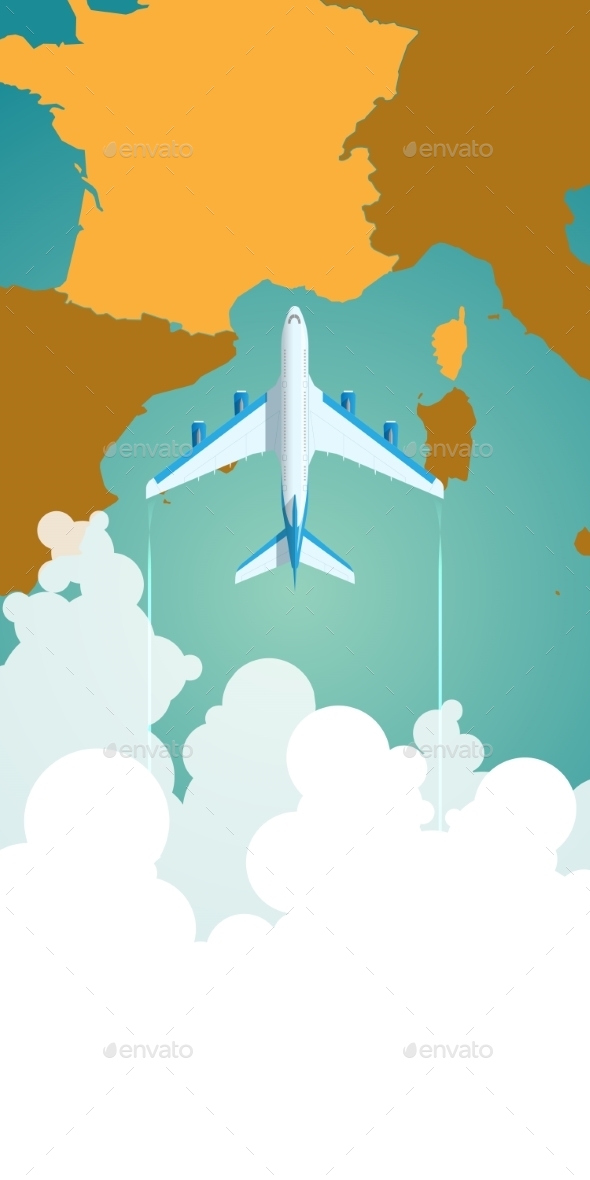 GraphicRiver Airplane Flying Through Clouds Above a Map 11975784 GraphicRiver Airplane Flying Through Clouds Above a Map 11975784