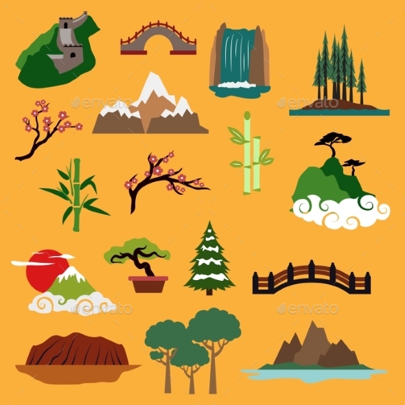 GraphicRiver Nature Landscape Elements And Buildings 11976918 GraphicRiver Nature Landscape Elements And Buildings 11976918