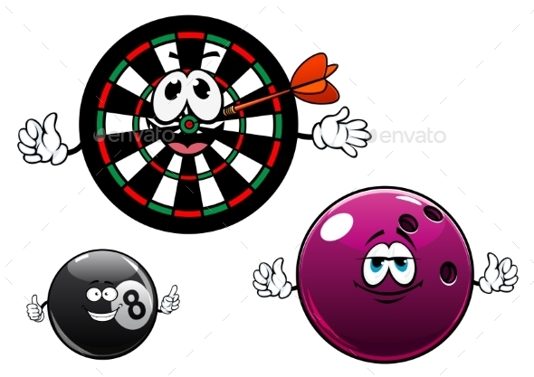 GraphicRiver Cartoon Bowling Billiard And Dartboard Characters 11976962 GraphicRiver Cartoon Bowling Billiard And Dartboard Characters 11976962