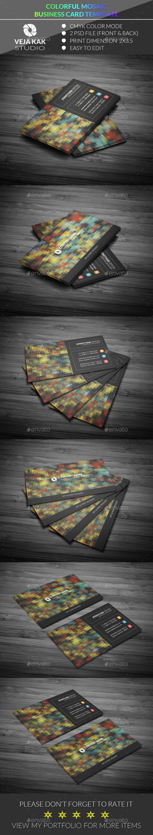 GraphicRiver Colorful Mosaic Business Card 11980019 GraphicRiver Colorful Mosaic Business Card 11980019