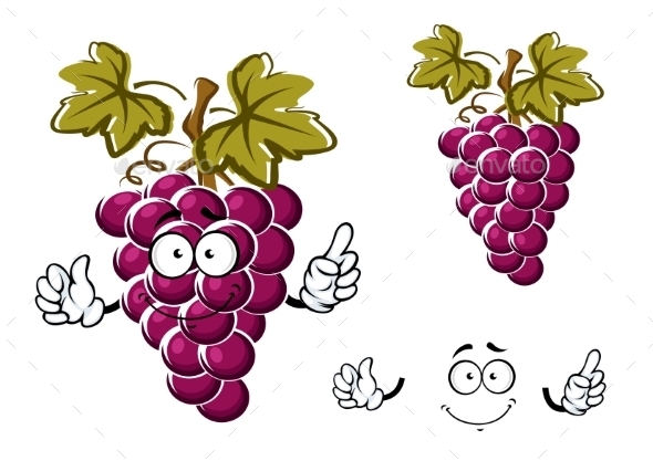 Cartoon Purple Grape Fruit Character