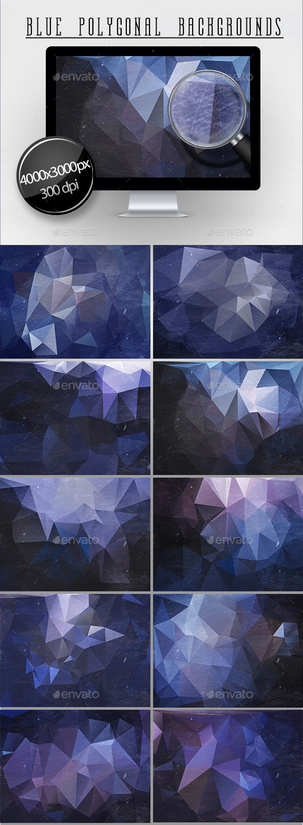 10 Blue Polygonal Backgrounds