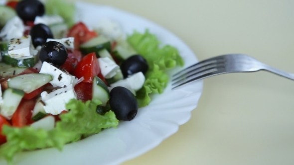 Close Up Of Greek Salad Plate Close Up Of Greek Salad Plate