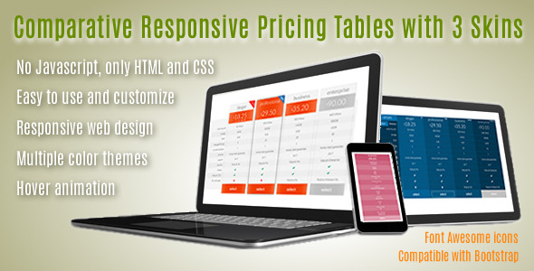 CodeCanyon Comparative Responsive Pricing Tables with 3 Skins 11921961 CodeCanyon Comparative Responsive Pricing Tables with 3 Skins 11921961