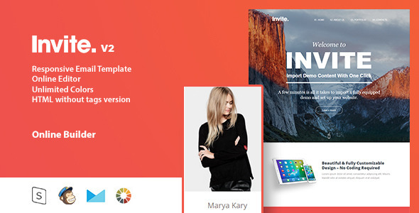 invite - Responsive Email Template + Online Editor