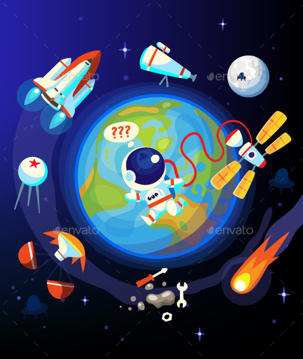 Colorful Space and Earth Icons