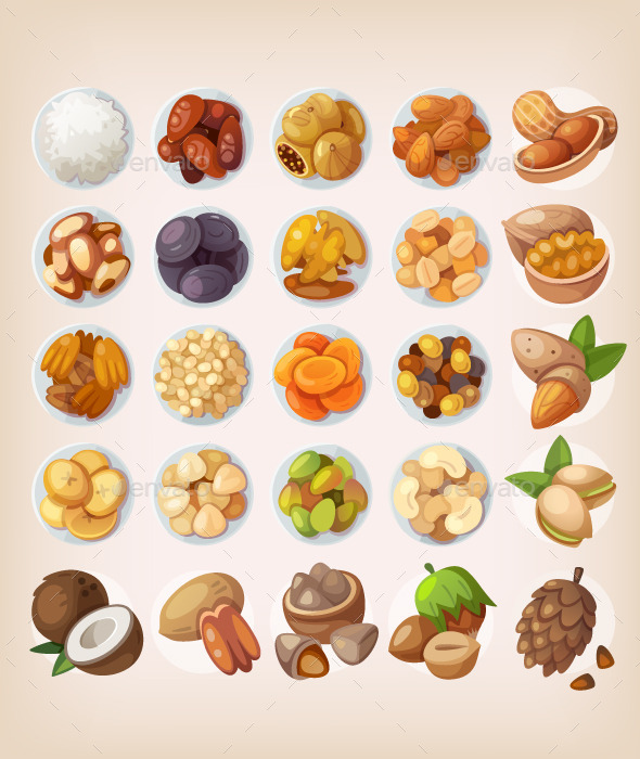 Colorful Set of Dried Fruit and Nuts