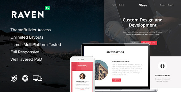 Raven - Responsive Email + Themebuilder Access