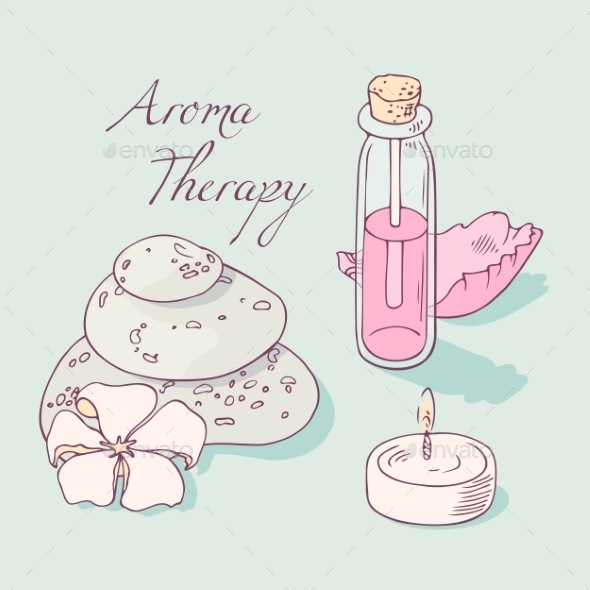 Aromatherapy And Spa Hand Drawn Vector Clip Art