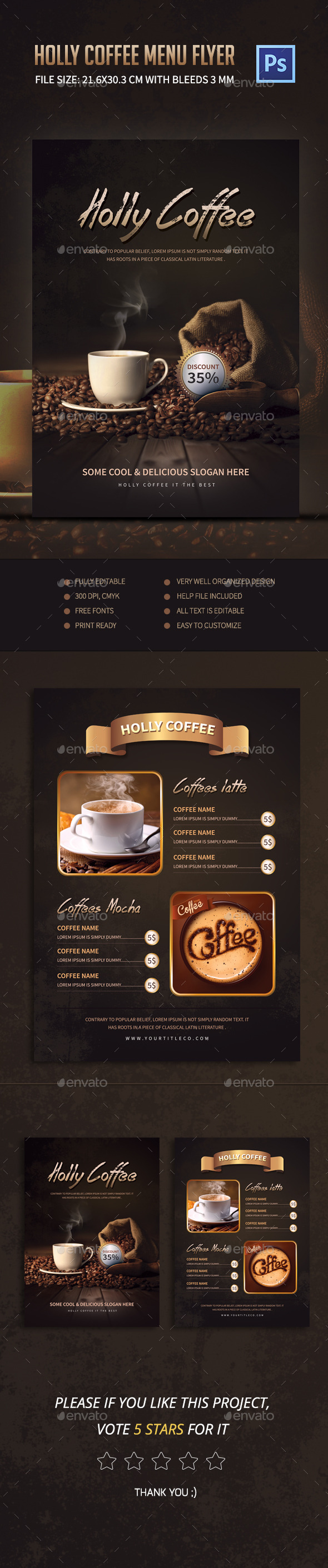 Holly Coffee Menu Flyer