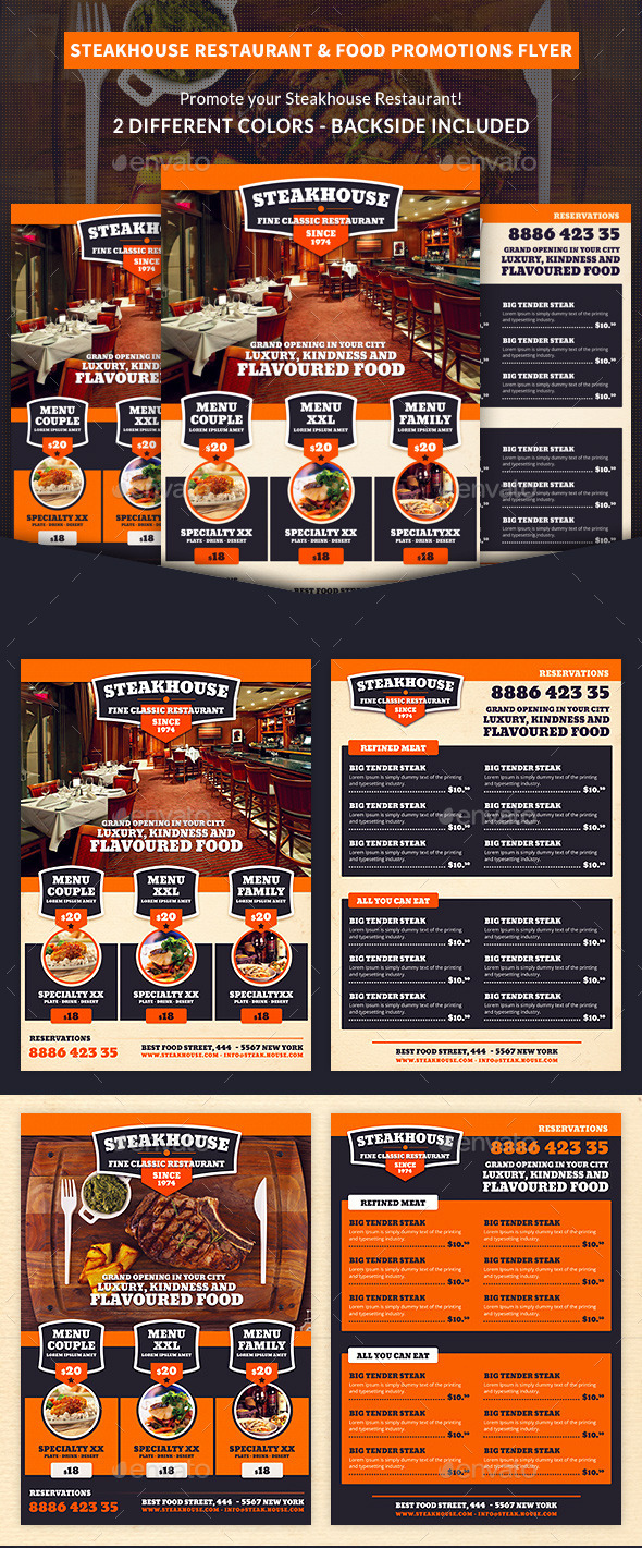 Steakhouse Restaurant & Food Promotions Flyer