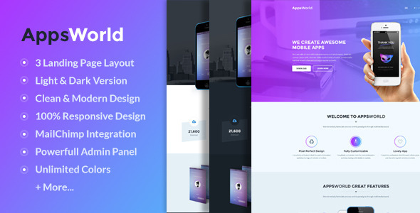 AppsWorld - Responsive App Landing Page Theme